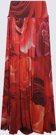 Roberto Cavalli Red Viscose Skirt