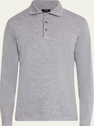 Cesare Attolini Mens Cashmere Long-Sleeve Polo Sweater
