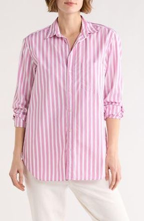 Frank & Eileen Boyfriend Cotton Button-Up Shirt in Pink And White Stripe at Nordstrom Rack, Size Small