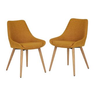 Mathi Design Lote de 2 sillas de comedor de tela y madera