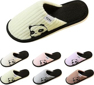 Generic Womens Flat Slippers Womens Panda Slippers Cute Cartoon Slipper Closed Toe Silent Slipper Winter House Shoes Comfy Warm Slides Wide Fit Ladies Slides 