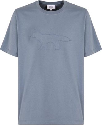 Maison Kitsun&eacute; Profile Fox Comfort T-Shirt - Heren - T-shirts - Blauw - L - Katoen - Tops