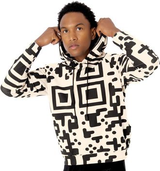 Dai Moda QR Code Hoodie in Black at Nordstrom, Size Xx-Large