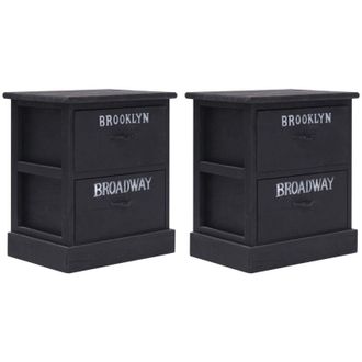 vidaXL Comodini 2pz Neri 38x28x45 cm in Legno di Paulonia - Vidaxl