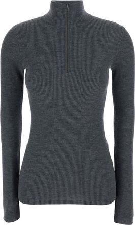 Brunello Cucinelli Grey Knitted Turtle Neck Sweater