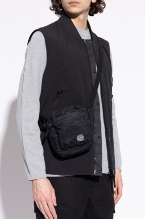 Stone Island Shoulder Bag With Logo Patch, Mens, Black