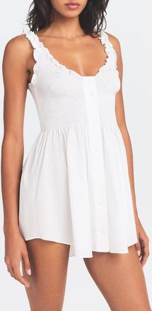 SKIMS Poplin Apparel Smocked Minidress in Snow at Nordstrom, Size Xx-Small