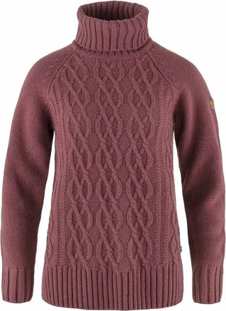 Fj&auml;llr&auml;ven Womens &Ouml;vik Cable Knit Roller Neck Sweater In Mesa Purple