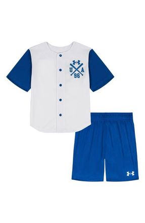 Under Armour Baseball Jersey & Shorts Set in White at Nordstrom, Size 12M