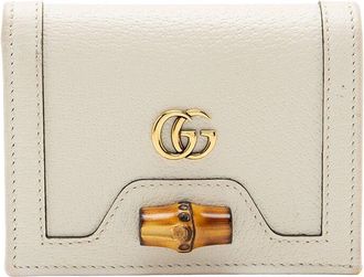 Gucci White Grained Calfskin Bamboo Diana Compact Wallet (Authentic Pre-Loved)