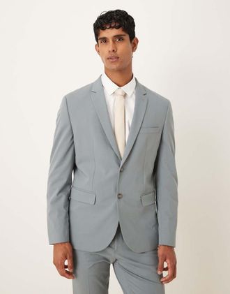 Mango Blazer slim fit grigio in coordinato