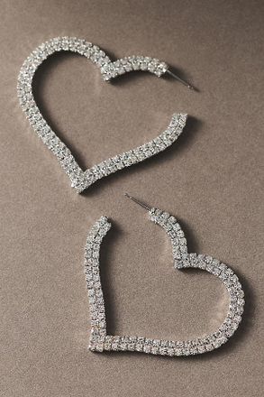 Vieste Rosa Crystal Heart Hoop Earrings