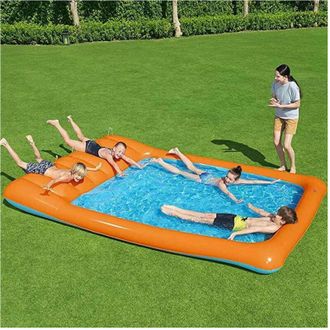 Trade Shop Trade Shop - Piscina Acquascivolo Con Scivolo Acqua E Spruzzi 341 X 213 Cm Pvc Arancione