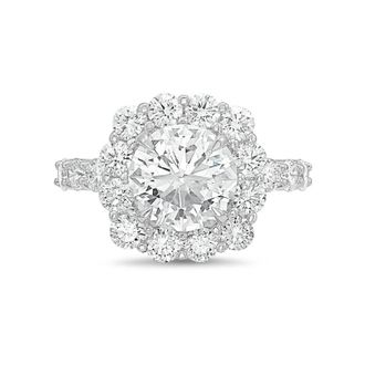 Diana M. Jewels Platinum 15.00cts Lab-Grown Round Diamond Halo Ring with Diamond Band