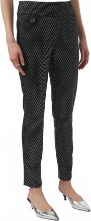 Joseph Ribkoff Foiled Heavy Knit Slim Fit Pants In Black/silver