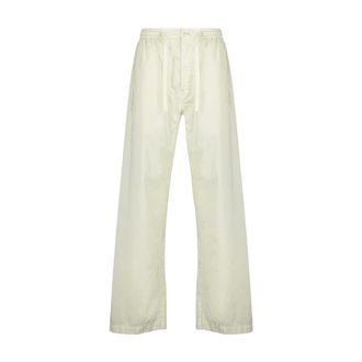 Christophe Lemaire Cream Topstitch Taekwondo Trousers - male - Lemaire - Wide Trousers - Beige - L - Trousers