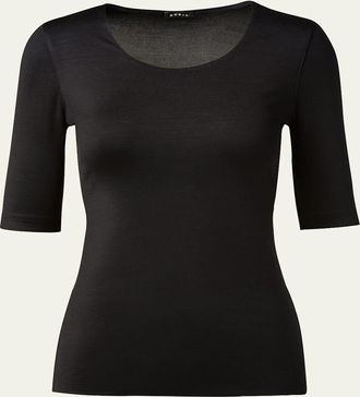 Akris Scoop-Neck Silk Jersey T-Shirt