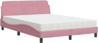 vidaXL Cama Con Colch&oacute;n Terciopelo Rosa 140x200 Cm Vidaxl
