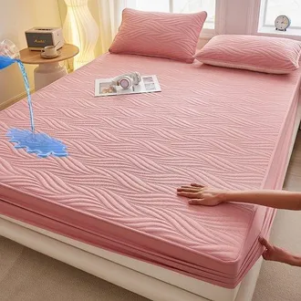 OEM Funda Colch&oacute;n + 2 Almohada, Tpu Impermeable Transpirable, Colchones 28 Cm Grosor, Pasta Jud&iacute;as Rojas Diamante, 200200 Cm + Almohada 4874 Cm