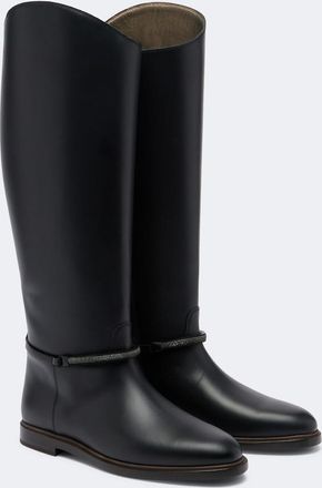 Brunello Cucinelli Monili leather knee-high boots
