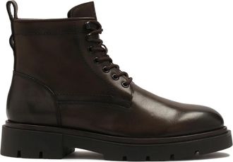Kazar Gelaagde herenlaarzen in bruine kleur - Heren - Veterlaarzen - Bruin - 44 EU - Leer - Schoenen