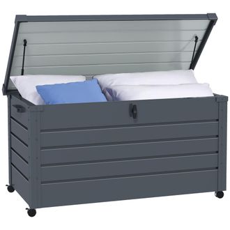 OEM Ba&uacute;l De Exterior De Acero Galvanizado Con 4 Ruedas 2 Asas Y 1 Cerradura Con Llave 120x62x66 Cm Gris Oscuro