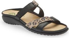 Naot Tariana Slide Sandal in Soft Black/cheetah at Nordstrom Rack, Size 10Us / 41Eu