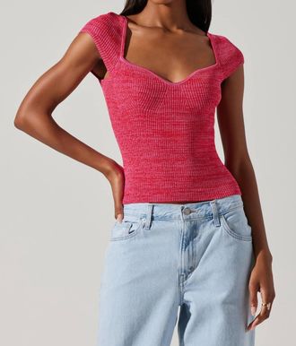 Astr Eloah Top In Pink Space Dye