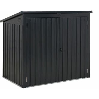 Beliani Beliani - Casetta porta attrezzi da giardino in acciaio zincato 134 cm grigio grafite Moena
