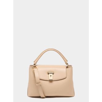 Bally Lock Me Small Top Handle Bag In Grained Leather in Sabbia 26+Y Gold at Nordstrom