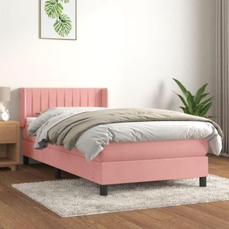 vidaXL Cama Box Spring Con Colch&oacute;n Terciopelo Rosa 90x190 Cm Vidaxl