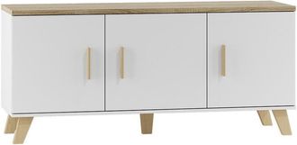 Mirjan24 Mueble Tv Larfloi 106, Blanco + Roble Sonoma, N&uacute;mero De Puertas: 3, N&uacute;mero De Cajones: 0, 150x69x45cm
