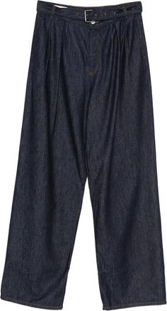 Dries Van Noten Wide Pleated Jeans - Heren - Loose Fit Jeans - Blauw - W33 - Katoen - Jeans
