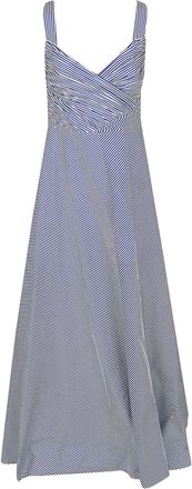 Ralph Lauren Crisscross-Back Striped Midi Dress with Flared Skirt