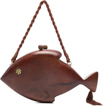 Simon Miller fish-motif clutch bag - women - Wood - OS - Brown