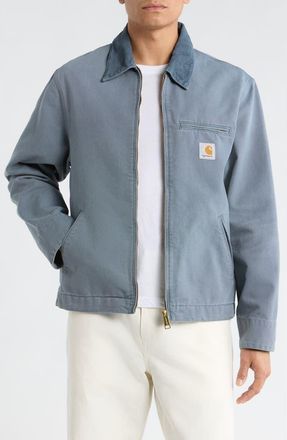 Carhartt Work in Progress Detroit Organic Cotton Canvas Jacket in Cozy Blue /Cozy at Nordstrom, Size X-Large