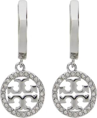 Tory Burch Silver Logo Hoop Earrings