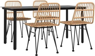 vidaXL Juego De Comedor De Jard&iacute;n 5 Piezas Rat&aacute;n Sint&eacute;tico Vidaxl