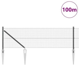Berkfield Home Modern Welded Wire Fence with 13 Spike Posts Grey 0.8x100 m Steel
