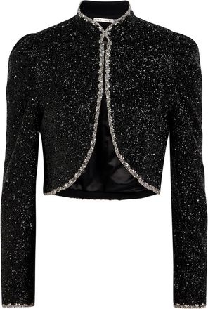 Alice & Olivia sequin-embellished cropped jacket - Black