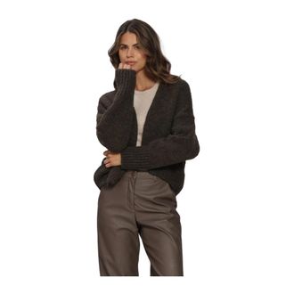 Knit-ted Truien & Vesten, Dames, Bruin, S, Leer, Dames Truien vesten Becky Cardigan