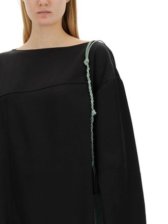 Jil Sander Asymmetrical Viscose Silk Blouse - Black