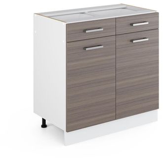 Vicco Mueble Bajo Universal R-line, Gris, 80 Cm Con Cajones Y Puertas, Sin Encimera Vicco