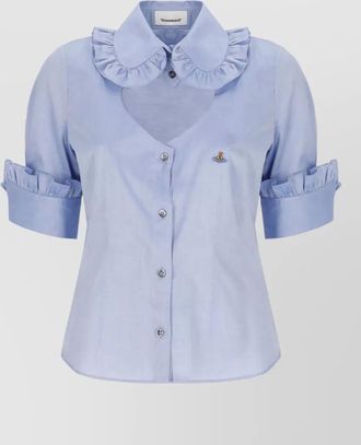 Vivienne Westwood short sleeve ruffle cotton shirt collar
