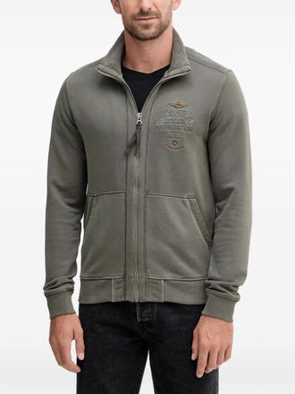 Aeronautica zip-up embroidered hoodie - men - Cotton - M - Green