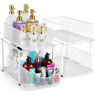 Sorbus 2-Tier Metal Sliding Bin Organizer in White at Nordstrom Rack