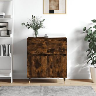 vidaXL Aparador Madera Contrachapada Color Roble Ahumado 60x35x70 Cm Vidaxl