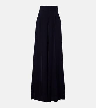 Max Mara Pantaloni a gamba larga e vita alta in cady