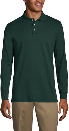 Lands End School Uniform Long Sleeve Interlock Polo Shirt in Evergreen at Nordstrom, Size Xx-Large