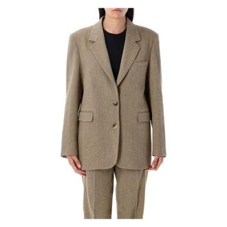 Golden Goose Blazers, female, Brown, Size: XS Herringbone Blazer Jacket Brown Aw25